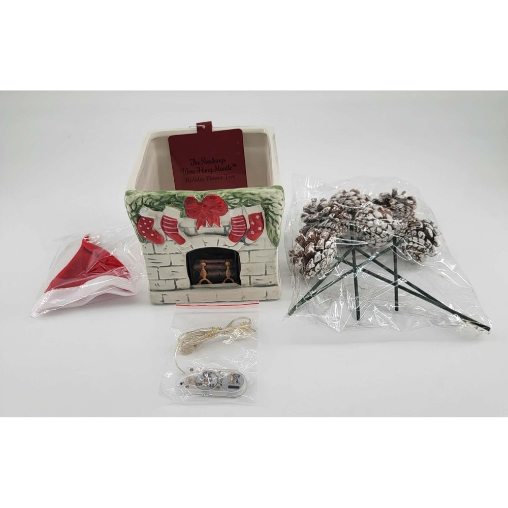 800Flowers Ceramic Christmas Fireplace Planter Stockings Were Hung Mantle Vase